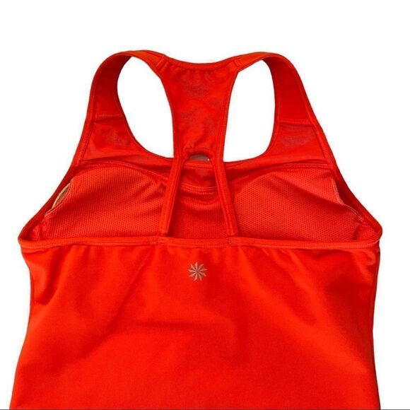 ATHLETA Spiral Support Racerback Tank Top Orange Support Bra High Neck Womens XS - Picture 4 of 8